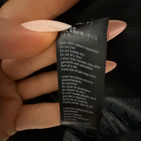 Topshop Black Leather Jacket with Fur Trim - Picture 8 of 10